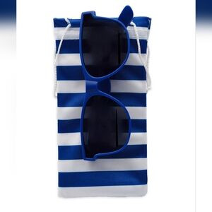 Kids Blue 4.5" Across Front Sunglasses with Striped Pouch
